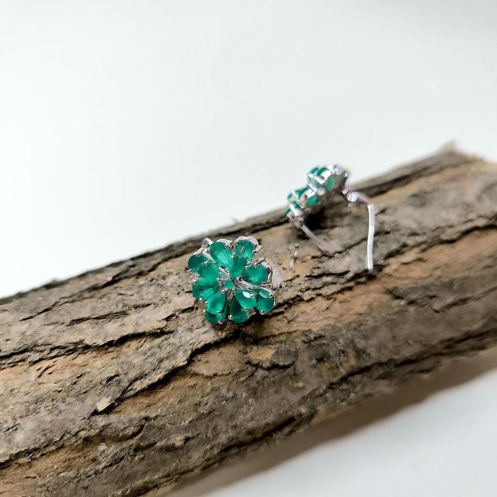 Silberne Ohrringe mit natürlichem Achat 6,8 ct (2174073)