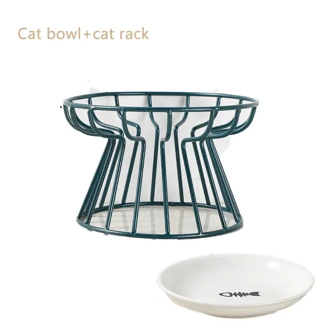 Ceramic Pet Cat Bowl With Metal Stand Pet Dog Food Snacks Feeding Elevated Feeder Kitten Puppy Dish Dog Supplies Cat Accessories