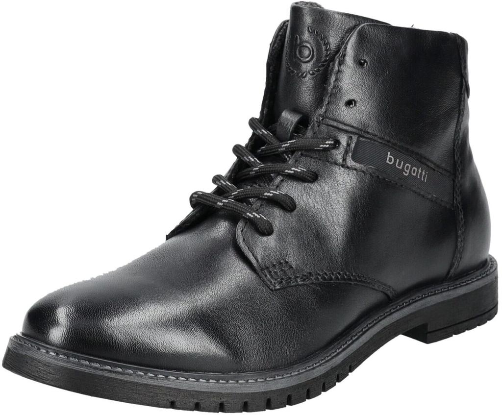 Ботинки Bugatti на шнуровке из гладкой кожи черного цвета