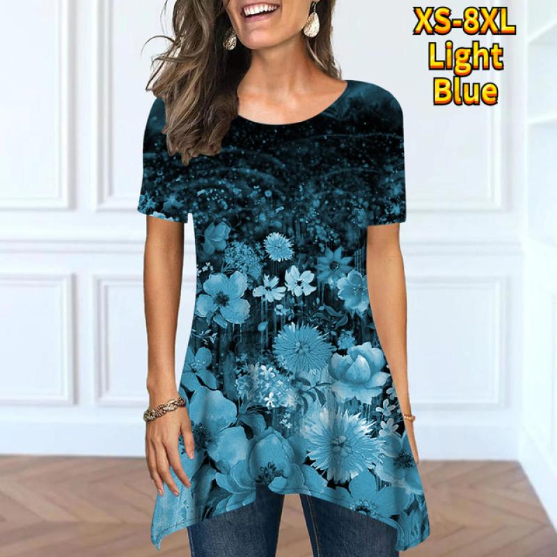 Moda Estiva Donna Comoda Streetwear Base Casual Manica Corta Girocollo Sotto il Top Aperto Largo XS-8XL