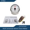 KUS Universal Car Boat Clock 12V 24V With Red Backlight 52mm Round Auto Yacht Accessories 12 Hour