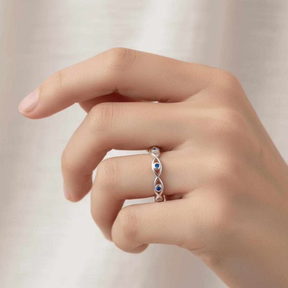 Unique Turkish Ring Adjustable Blue Zircon Ring Lucky Demon Eye Open Ring  Gift