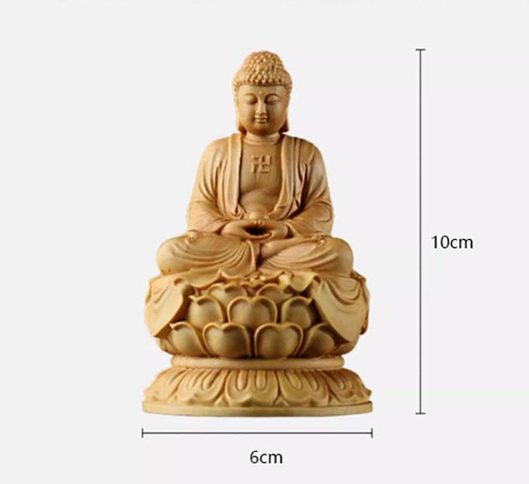 Zypressenholz-Schnitzerei sitzende Statue, Der Buddha Buddha's Heimdekoration, Auto Buddha Statue