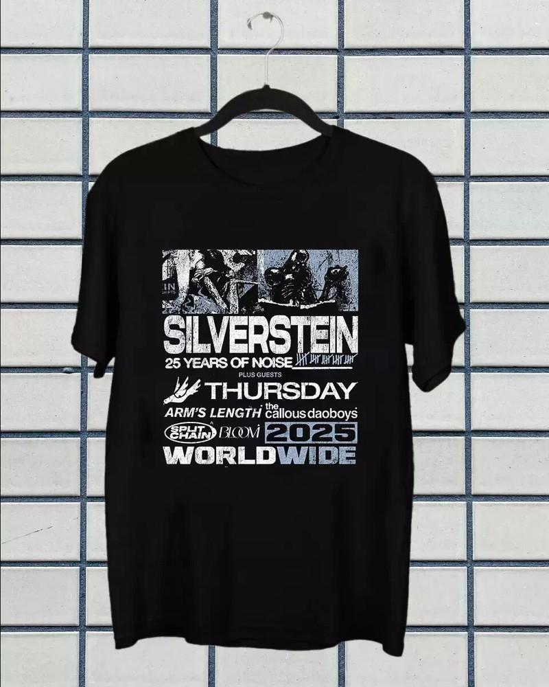 

Silverstein Band 25 years Of Noise Tour 2025 T Shirt Full Size S5XL Unisex T-Shirt XL