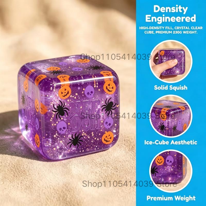 Schylling NeeDoh Araignée Citrouille Cube Orange Halloween Jouet Squishy Doux Extensible Sensoriel Fidget ADHD Jouet Anti-Anxiété