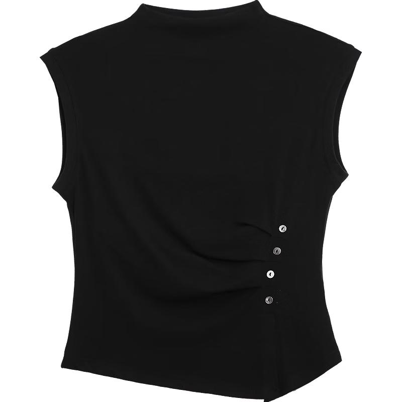 Betu Women s Irregular Sleeveless Semi-High Collar T-Shirt S