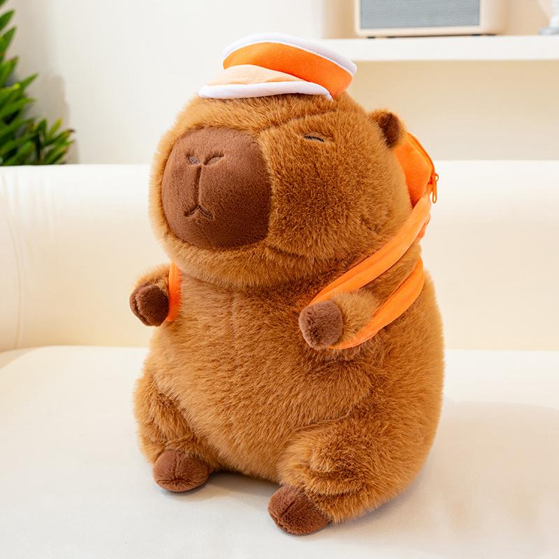 Cute Cartoon Animal Basketball Backpack Capybara Plush Toy Kawaii Stuffed Doll Home Decor Gifts For Kids