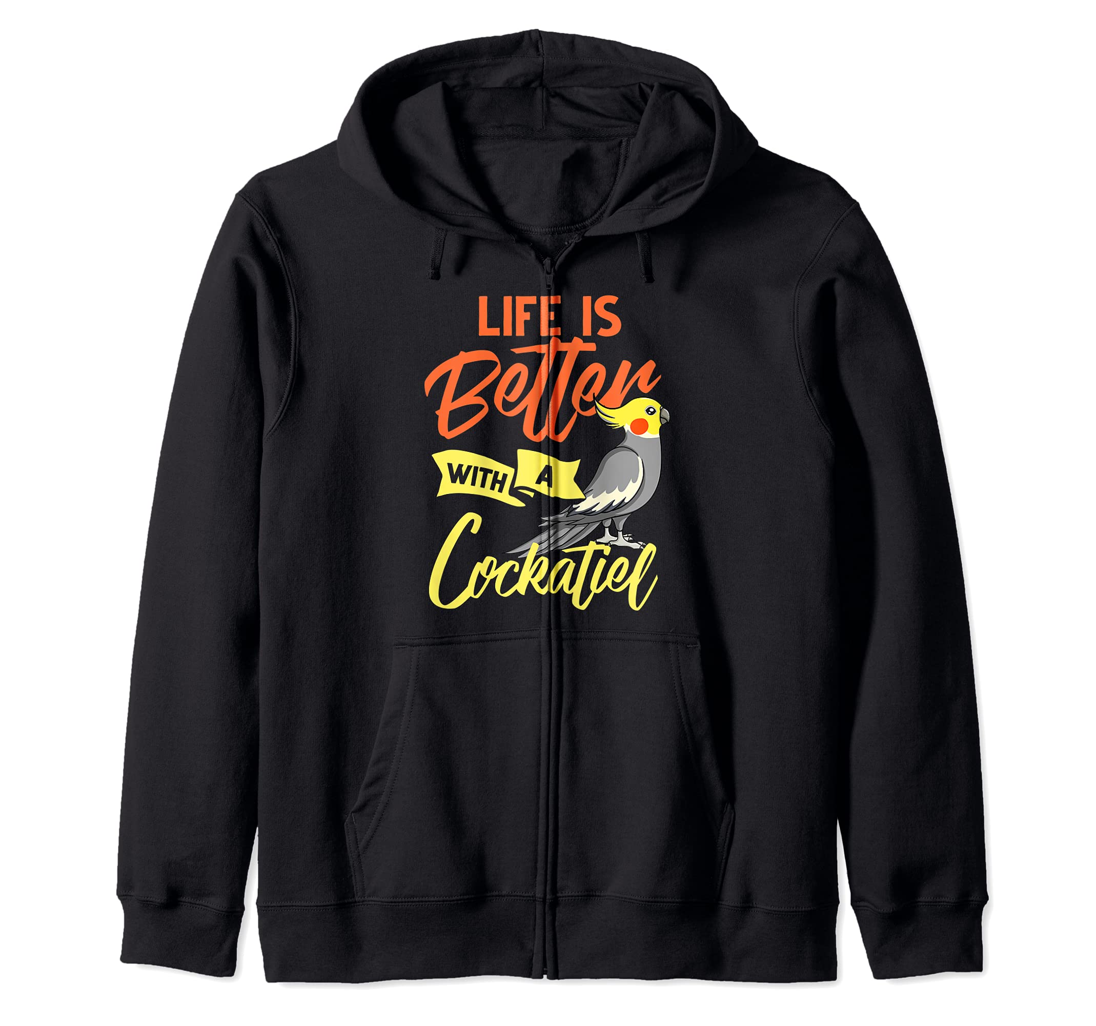 

Cockatiel birdcage whistle parrot zip hoodie чорний