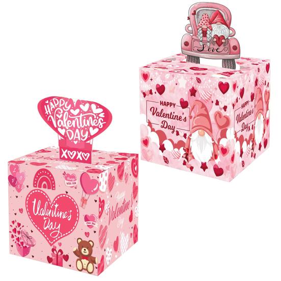 Money Box Valentine's Day Cash Gift Box with Pull-Out Card And Transparent Bags for Surprise Decoration