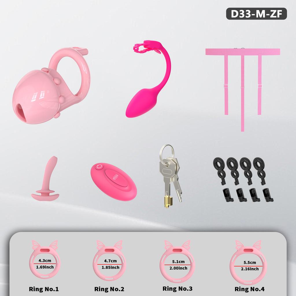 Vibrating Stretching Anal Plug Male Chastity Cage with 4 Size Silicone Ring Bondage Cock Exercise Urine Blockage Sex Toy for Man