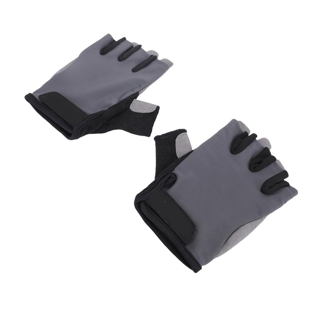 Cycling Gloves Grey Elastic Anti Slip Breathable Shock Absorbing Half Finger Bike Gloves for Road Bi