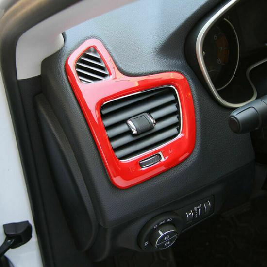 Inner Dashboard Side Air Vent Outlet Trim Cover Frame for Jeep Compass 2017+ Red