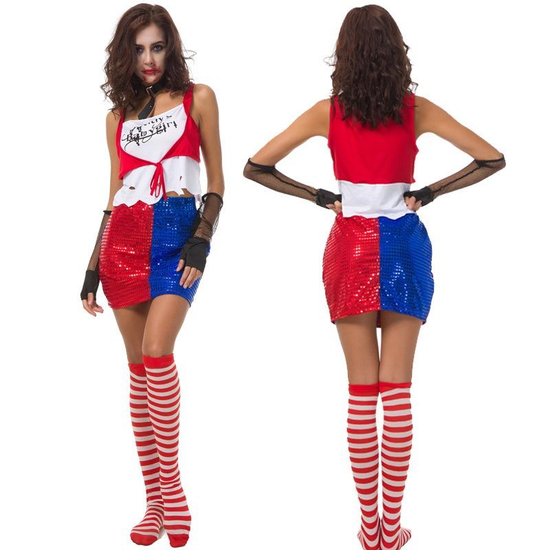 New Halloween Suicide Squad Clown Female Suicide Squad Harley Quinn Anime Costume Stage Outfit