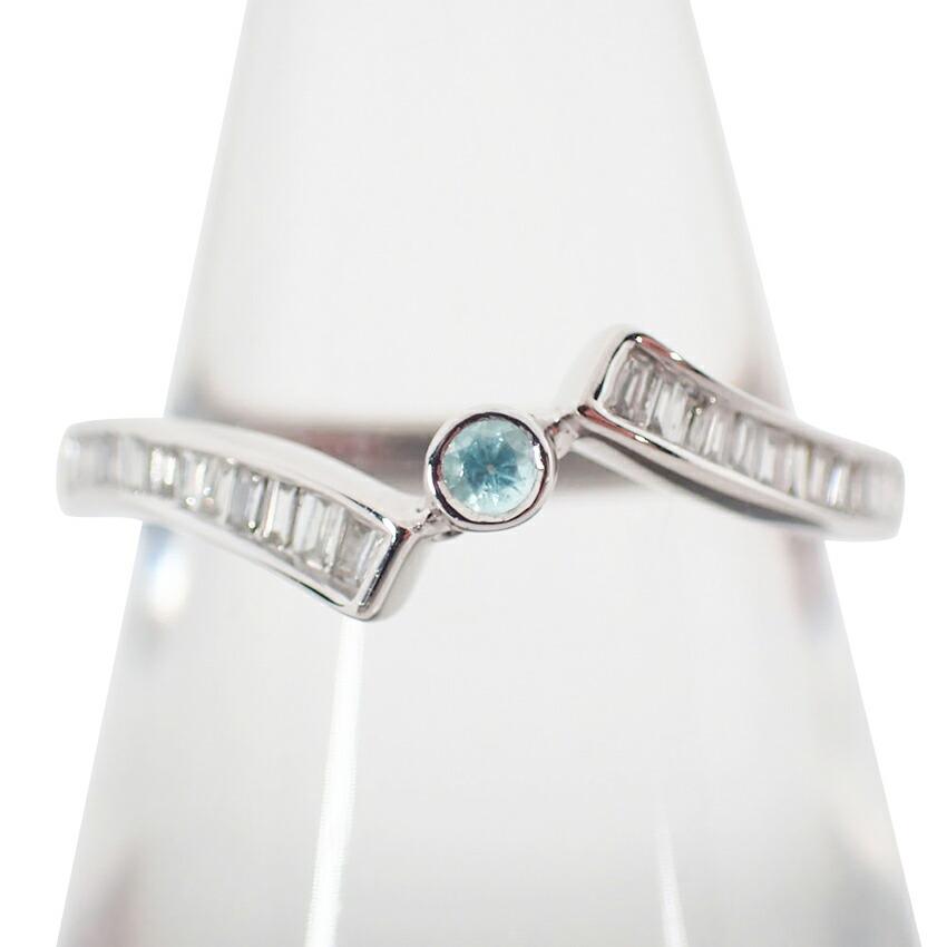 

[Used] K18WG Paraiba Tourmaline/Diamond Ring/No. 10.5/g490-42