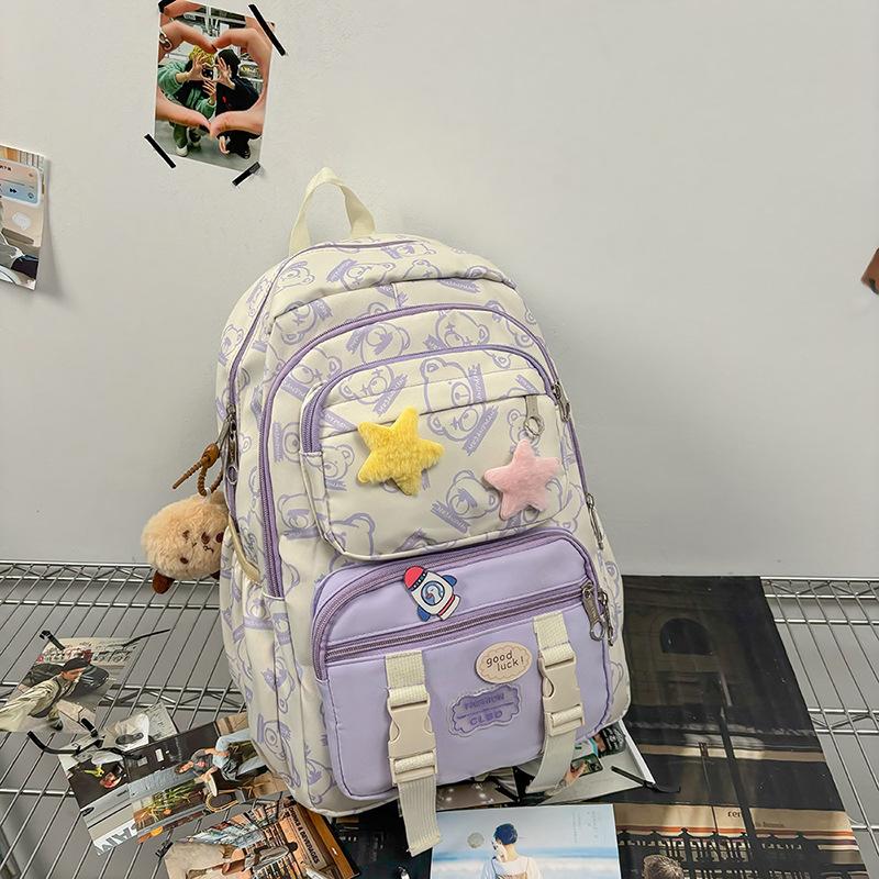 New high-value, fresh, sweet and cute bear backpack, large-capacity backpack for junior high school students