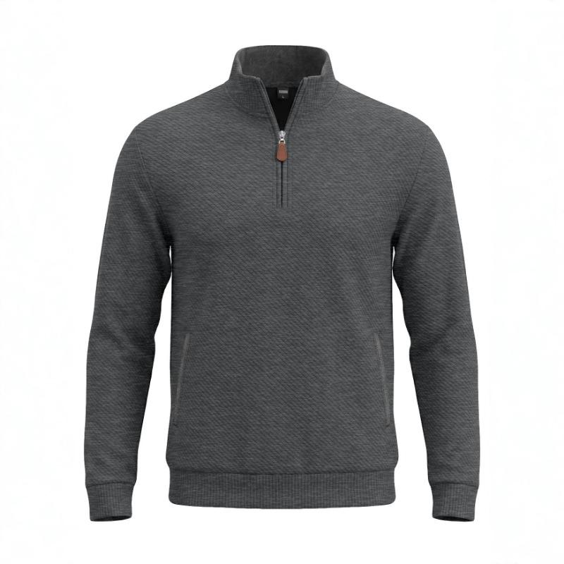 Men S Jacquard Stand Collar Pullover Sweatshirt With Zipper Pocket