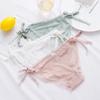 Underpants Low-waist Female Cotton Crotch Bandage Thong Solid Color Lace Panties Sexy Briefs