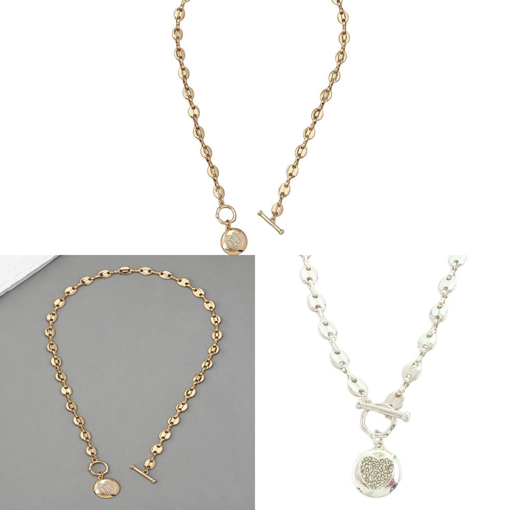 Heart Shape Pendant Necklace With Gold Plated Alloy Chain For Women