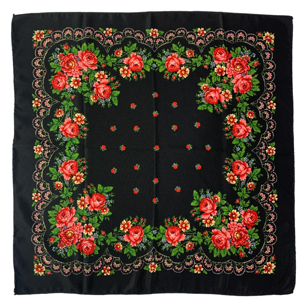 70*70Cm Russian Style Square Headband Scarf Luxury Floral Print Bandana Shawl Babushka Handkerchief Head Wraps