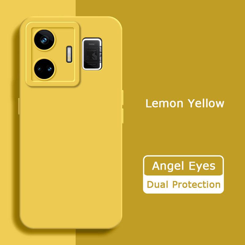 

Жидкий силиконовый чехол Angel Eyes Square для Realme GT3 GT 3 Neo5 Neo 5 240W, мягкая задняя крышка для телефона, защитный корпус на 360 градусов Realme GT3 лимонно-желтый
