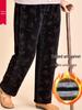 Corduroy Winter Velvet-Lined Trousers for Women - Warm, Straight-Leg, Ideal for Elderly and Middle-Aged.