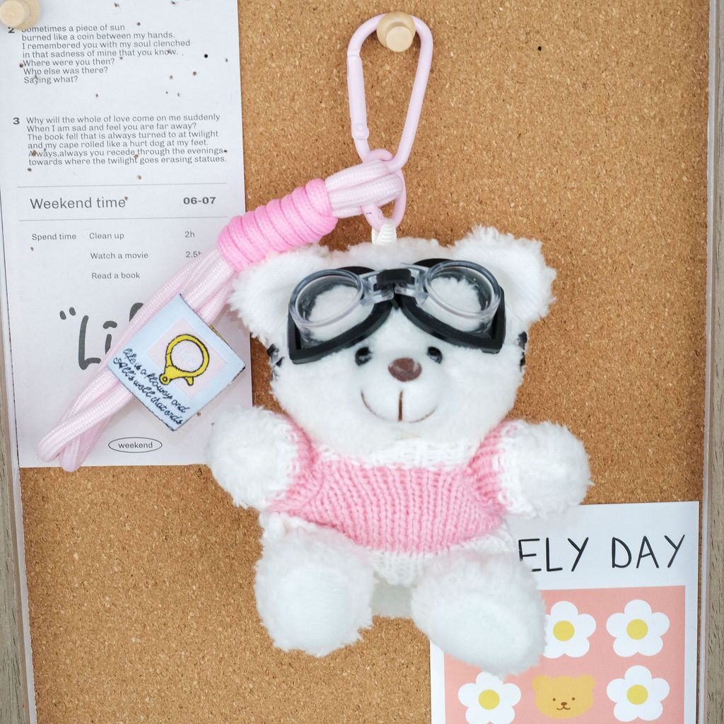 Dopamine Bear Plush Pendant With Cotton Filling For Backpack And Gift Use