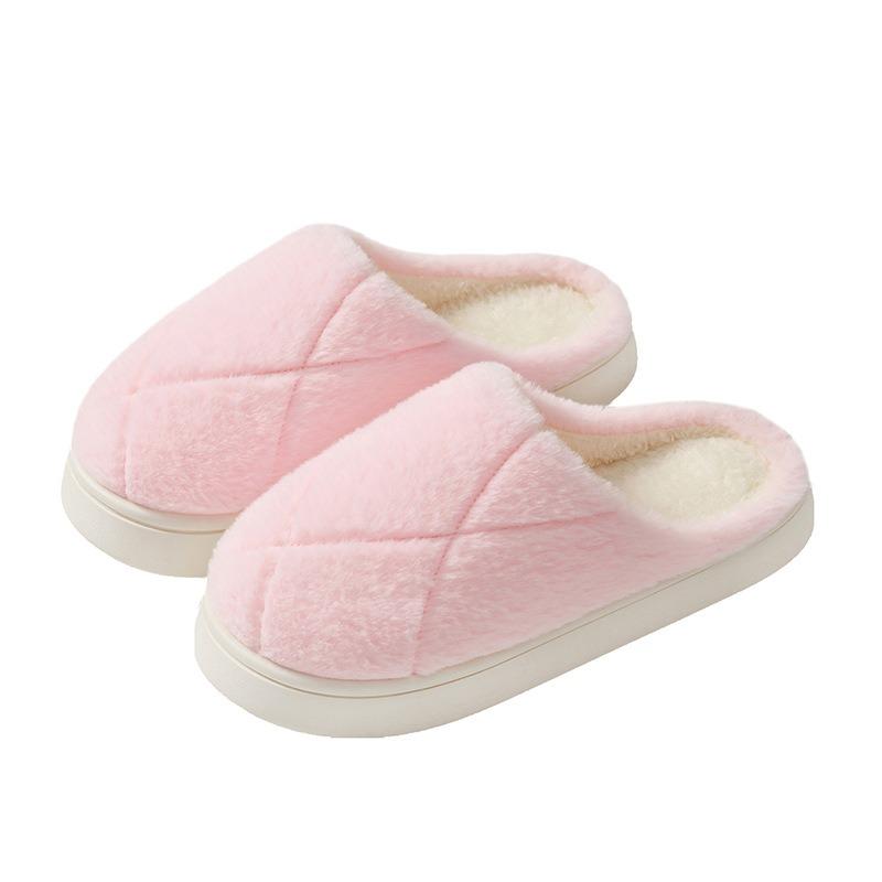 New Cross Plush Cotton Slippers Women's Autumn and Winter Non-slip Indoor Home Thick Bottom Warm Cotton Drag Men's