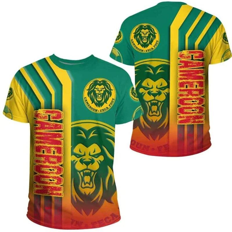Cameroon Flag Men's T-shirt 3D Print Cameroonian National Emblem Tops Short-sleeved O-Neck Oversized Sports Tee Shirts Clothing