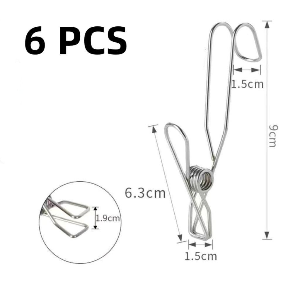 6Pcs Durable Long Tail Clip Organizer Metal Clothespins Multifunctional Towel Organizer  Closet