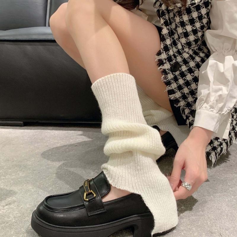 Womens Lolitas Knit Long Socks Flared Leg Warmers Harajuku Booties Socks Winter Warm Ankle Heap Socks