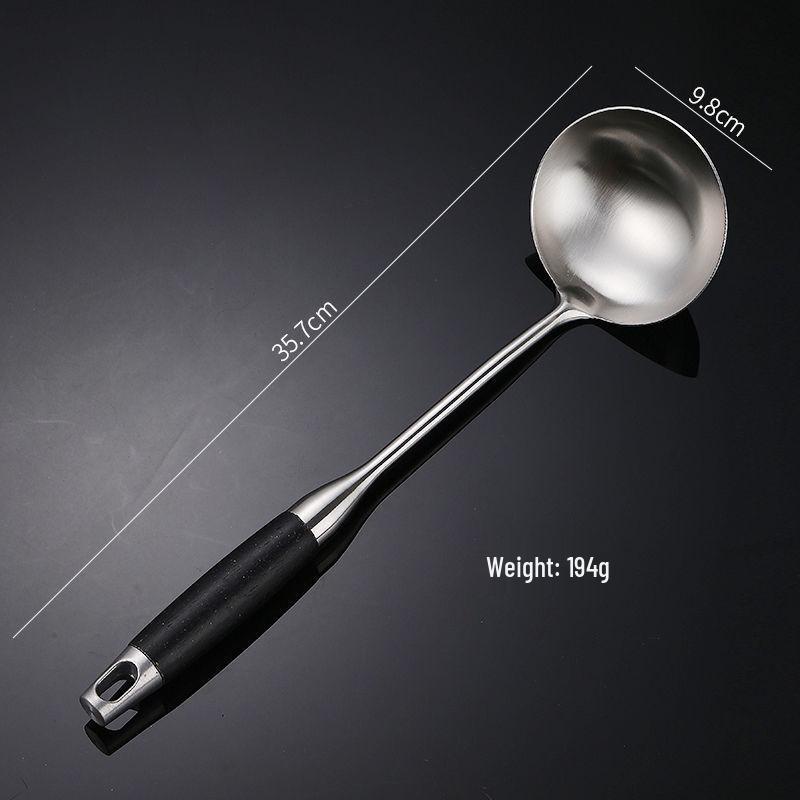 Pearwood Handle Stainless Steel Ladle - Long Handle Spoon for Soup, Porridge, and Stir-fry.