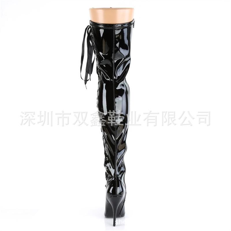 Summer black round head high top solid color banquet thin heel order fashion adhesive bottom average size fashion boots