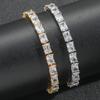 Rockyu Unisex Tennis Chain Bracelet with Cubic Zirconia, Square Cut, Gold and Silver Finish, 5mm Wide, 17.7cm Long, Simple and Sparkling Design, Unise