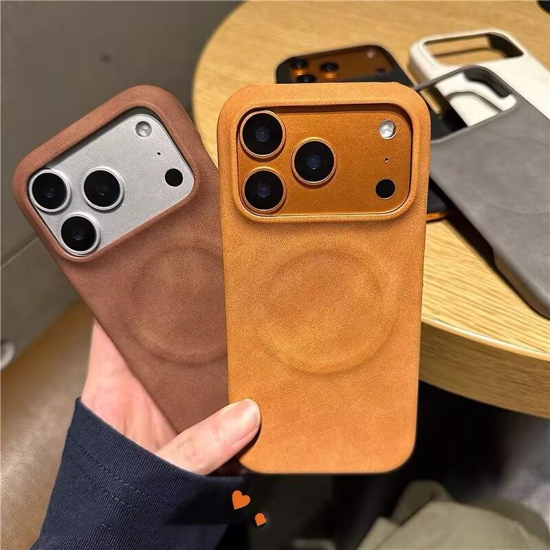 Lyxigt Fårskinn Magnetiskt Telefonfodral för iPhone 17 Air 13 Mini 12 11 14 15 Plus 16 Pro Max XS XR X Matt Fodral
