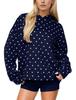 Women's Polka Dot Print Casual Loose Hoodie Sweatshirt for Autumn Winter
