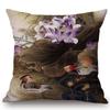 Chinese Retro Painting Style Classical Girl Lotus Cushion Covers Office Car Sofa Chair Home Decoration Cushion Cover Pillow Case