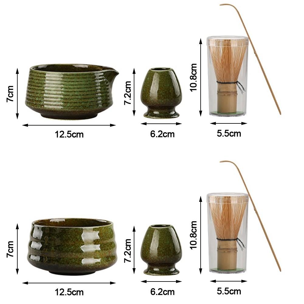 4PCS Ceramic Bamboo Japanese Matcha Tea Set Matcha Whisk Holder Reusable Matcha Whisk Set Matcha Bowl Matcha Making Kit