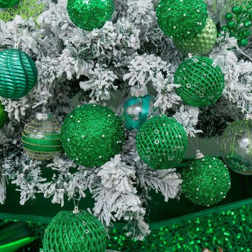 6/12pcs 8/10cm Festive Decorative Ball Glitter Christmas Tree Hanging Ornaments  Photographic Props