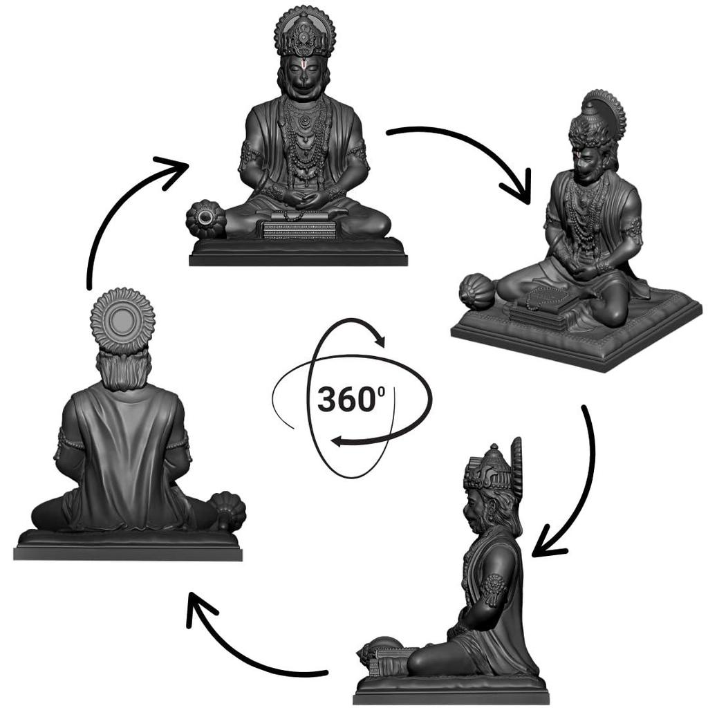 Black Hanuman Ji Idol Statue for Car Dashboard - Divine Bajrangbali Murti, Perfect Hindu God Gift Item and Home Puja Decoration