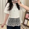 Women's Plus Size Lace Patchwork Short Sleeve Casual T-Shirt