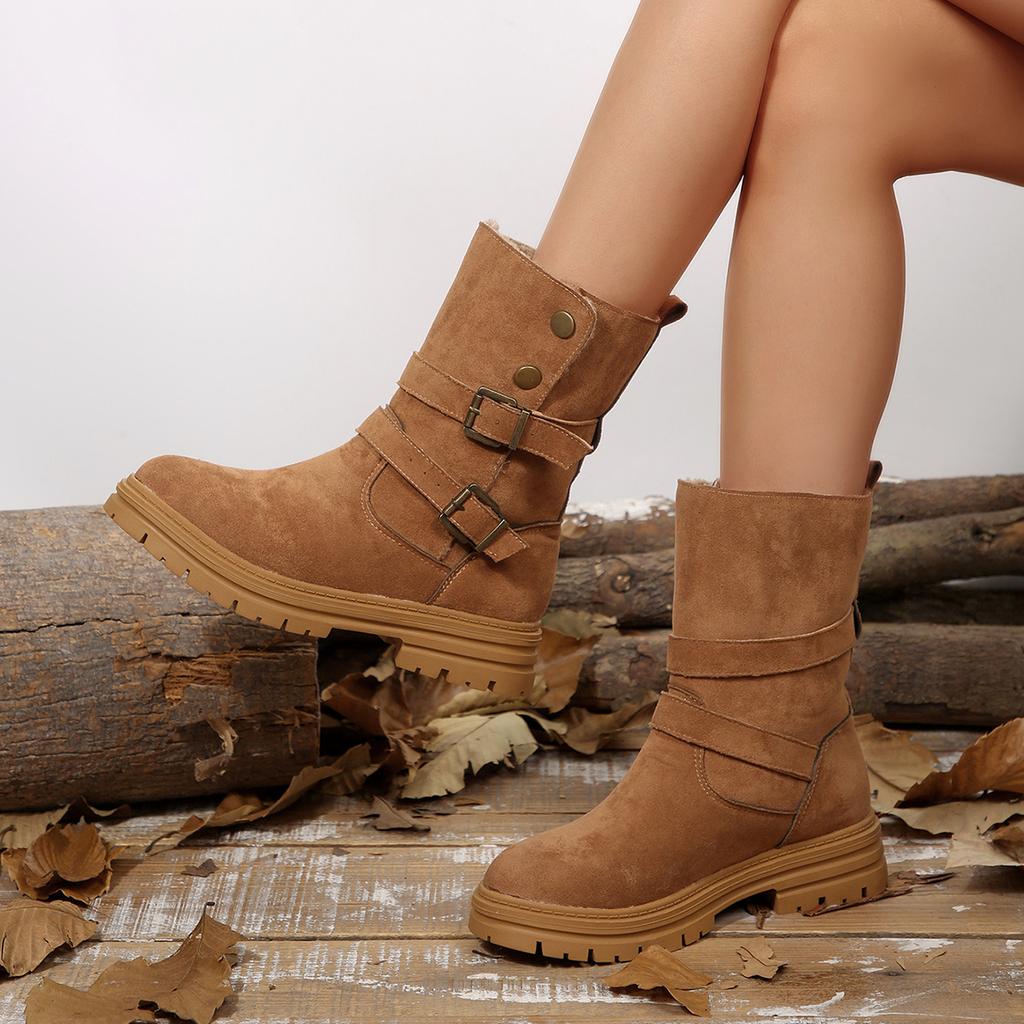 Large Size Fashion Women Ankle Boots Trend Round Toe Mid-Calf Boots Women Rubber Upgraded Version Spring Autumn Shoes for Women