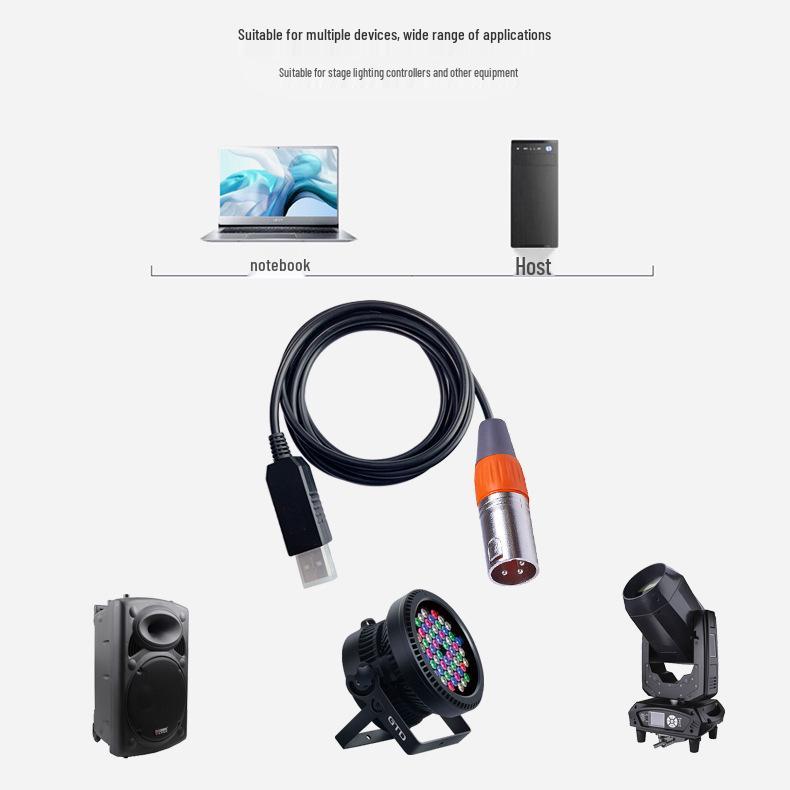 USB To DMX Console RS485 Debug Cable for Stage Lighting Control