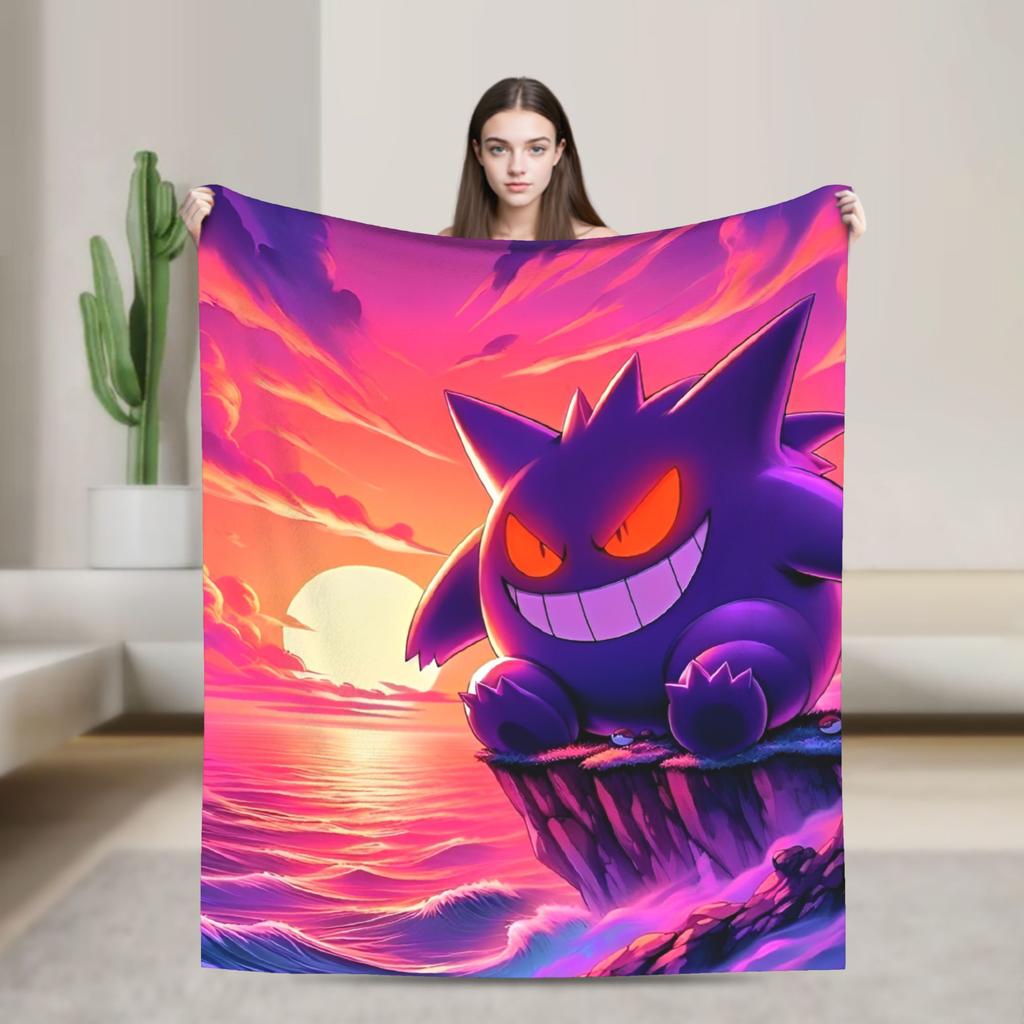 Gengar Cartoon  Blanket  Super Warm Street Trend Plush Throw Blanket For Home Decor Decorative Flannel Bedspread Bed Cover