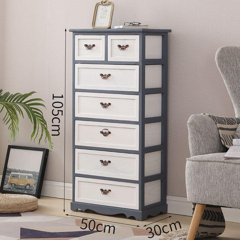 Retro Massivholz Kommode mit fünf Schubladen für Schlafzimmer oder Wohnzimmer