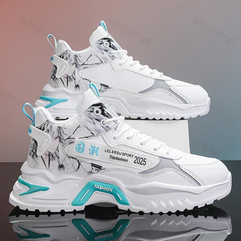 Men Casual Sports Shoes 2025 Autumn Comfortable Non Slip High Top Shoes Outdoor Lace Up Vulcanized Shoes Zapatillas Informales