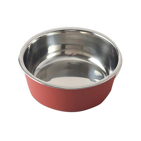 Stainless Steel Dog Bowl Cat Food Bowl with Anti-Slip Bottom Safe S красный