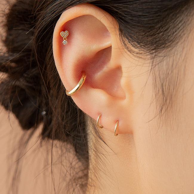 Lunne 14K Heart Cubic Drop Piercing (14K Gold) #W07