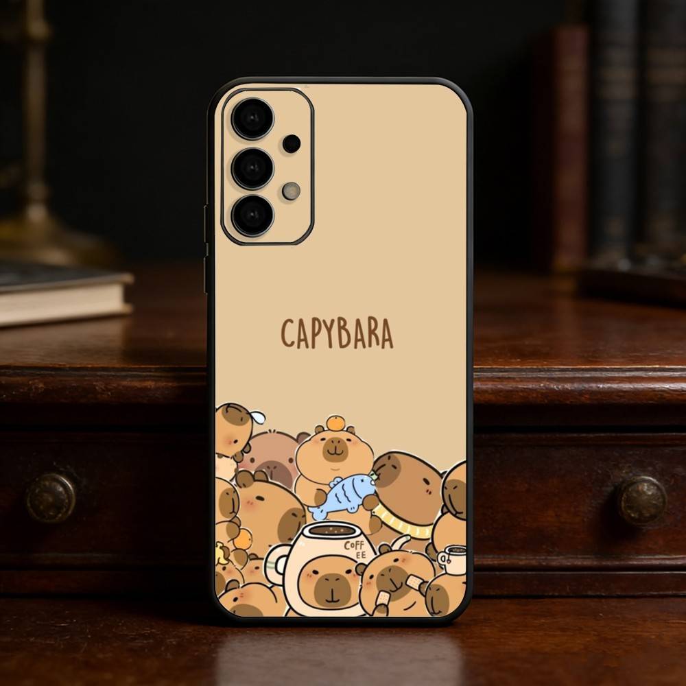 Cute Capybara Groundhog phone Case For Samsung S25,24,21,22,23,30,Ultra,20,Plus,Fe,Lite,Note Soft Black Cover