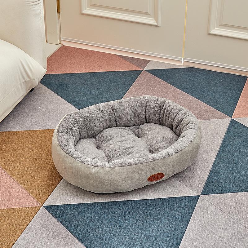 Four Seasons Round Dog Bed - Medium/Large, Scratch & Bite Resistant, Thick & Warm Cat Cushion