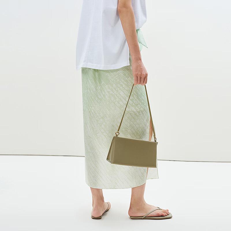 LESS 2025 Summer Mulberry Silk Slit Skirt